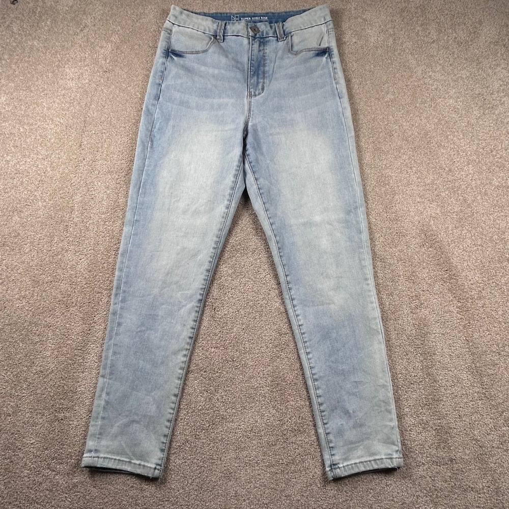 No Boundaries Super High Rise Skinny Jeans Light Wash Blue Denim Size 13